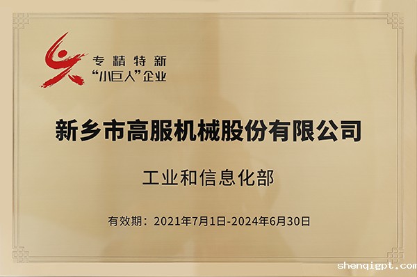 2020年，入选“国家级专精特新小巨人”企业